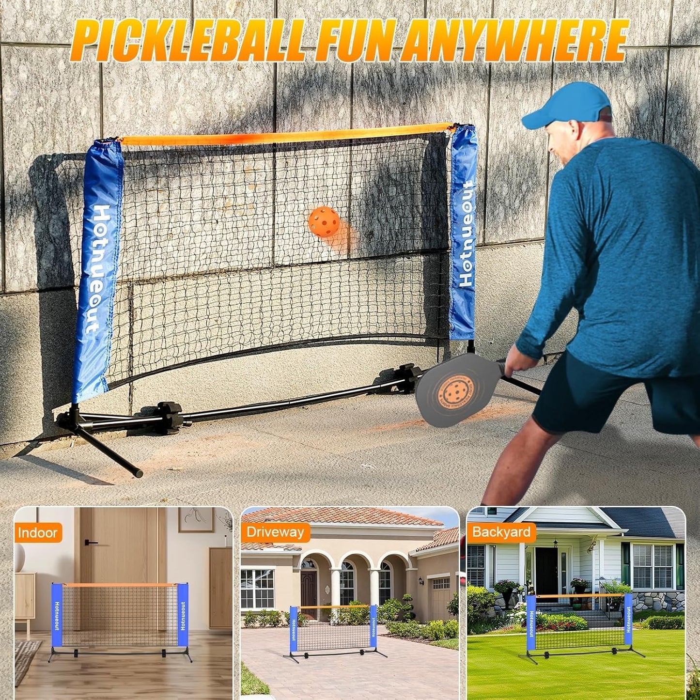 Pickleball Set with Net and Paddles 5FT Wide Indoor Mini Portable Pickle Ball...