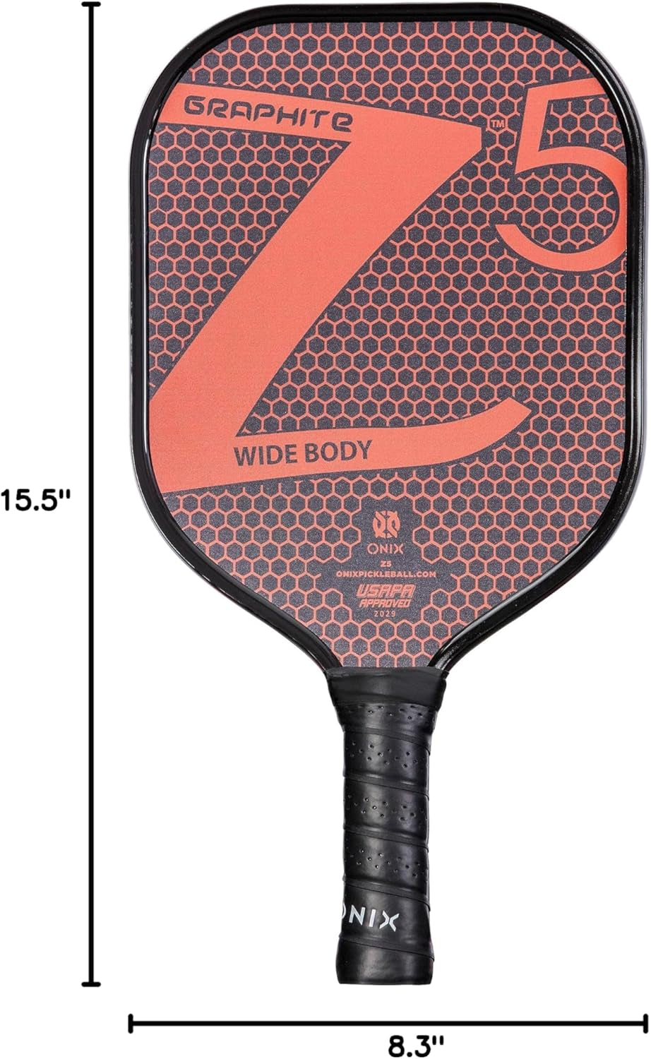 Graphite MOD Z5 Carbon Fiber Pickleball Paddle with Wide-Body Shape, Honeycomb Core, Graphite Face & Cushion Comfort Pickleball Paddle Grip