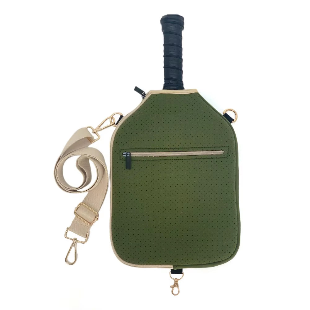 Large Capacity Pickleball Crossbody Bag Waterproof Zipper Closure Pickleball Paddle Cover Adjustable Strap Professional