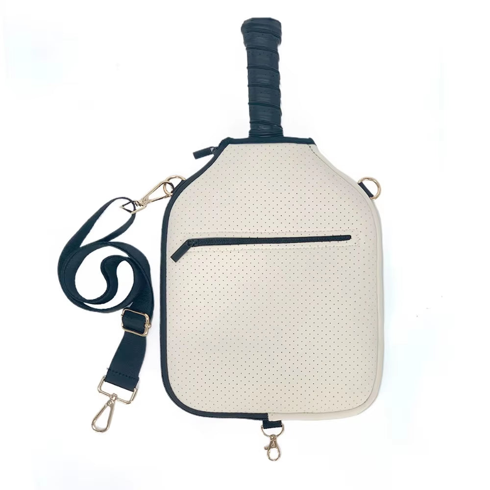 Large Capacity Pickleball Crossbody Bag Waterproof Zipper Closure Pickleball Paddle Cover Adjustable Strap Professional