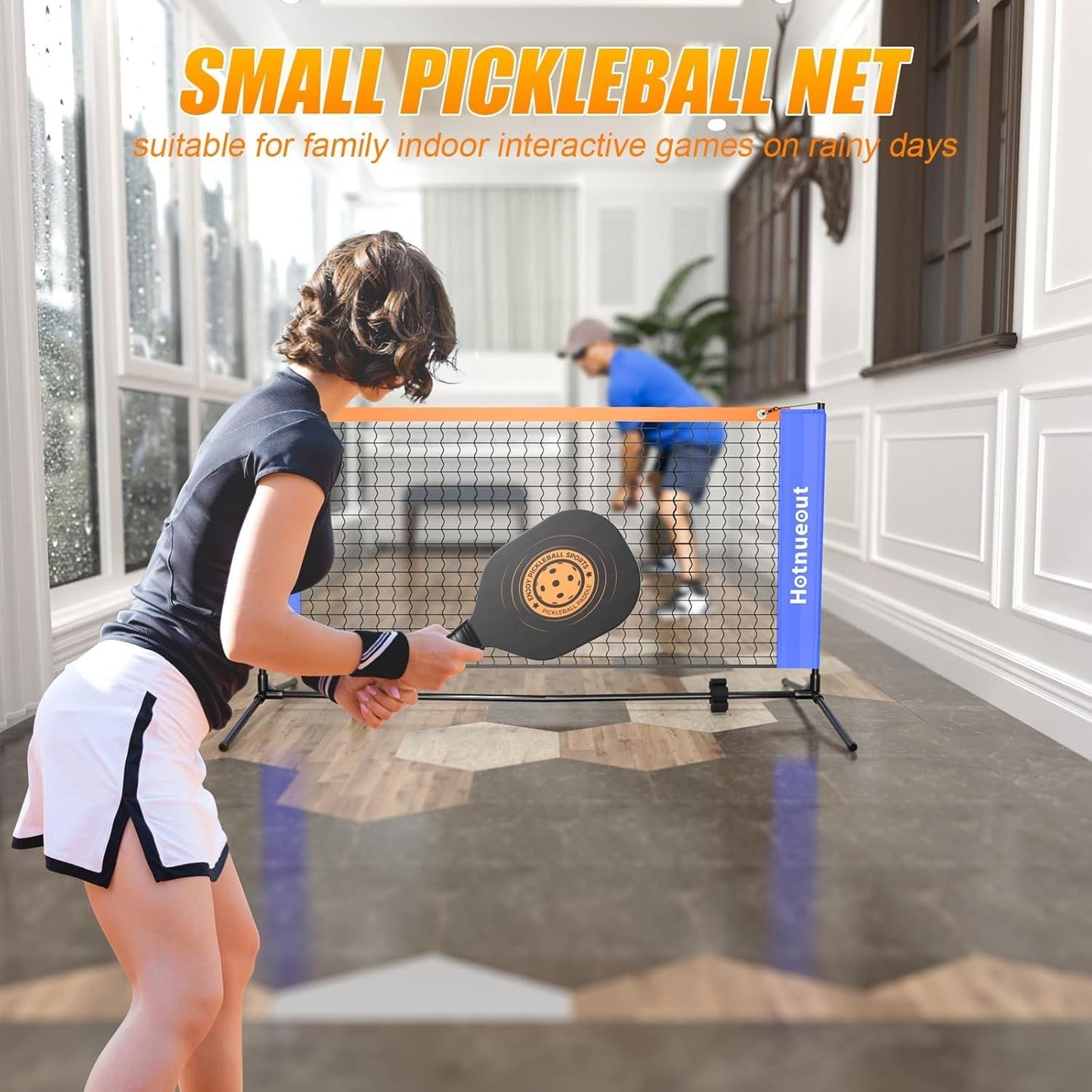 Pickleball Set with Net and Paddles 5FT Wide Indoor Mini Portable Pickle Ball...