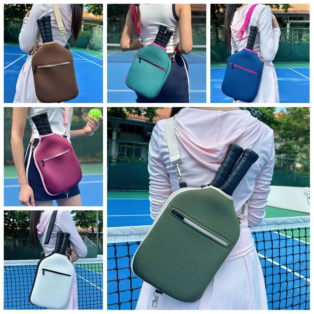 Large Capacity Pickleball Crossbody Bag Waterproof Zipper Closure Pickleball Paddle Cover Adjustable Strap Professional