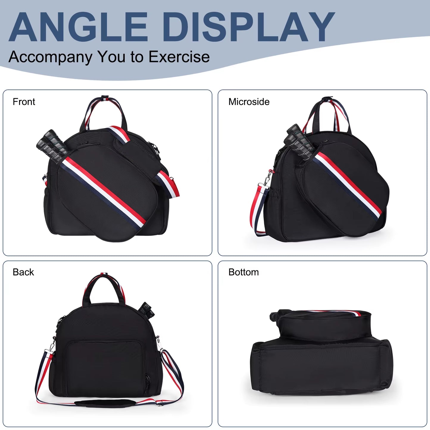 Adjustable Pickleball Paddle Backpack Bag Multi Sport Large Capacity Storage Tennis Racquetball Equipment for Men Women