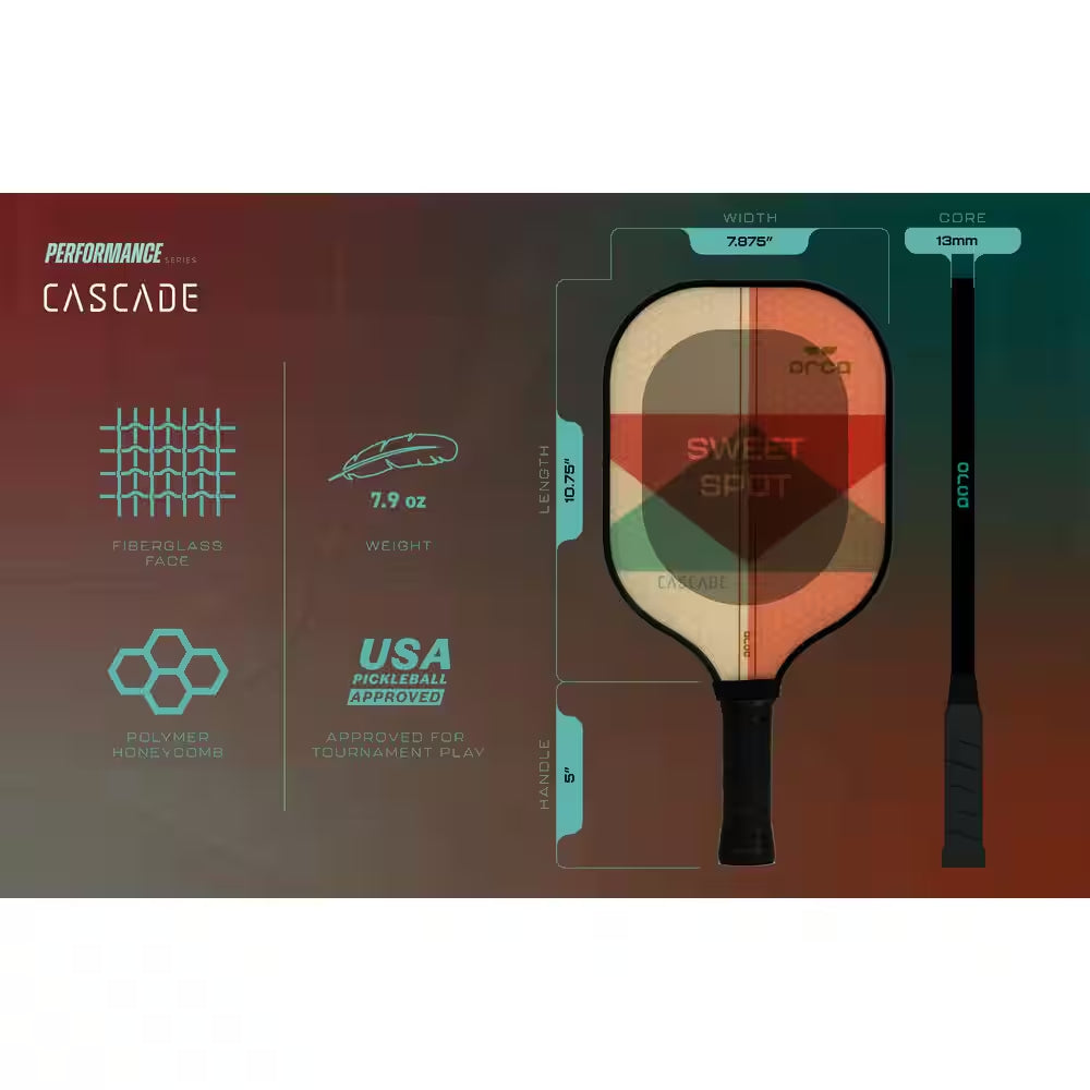 Cascade Polymer Honeycomb Pickleball Paddle with Neoprene Cover and Carry Bag