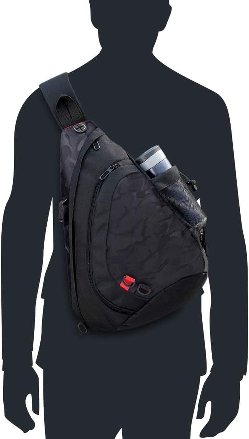 Pickleball Sling Bag for Women and Men - Adjustable with Water Bottle Holder, Fits 4 Paddles and All Your Other Gear - Black