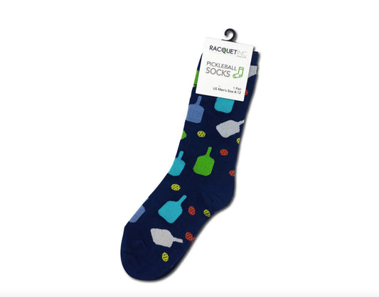 Pickleball Men'S Novelty Dress Socks - Supreme Comfort & Durability - Drk. Blue