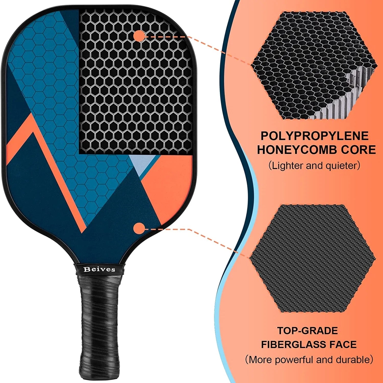 Fiberglass Pickleball Paddle Set - 4-Player Kit with 4 Pickle Balls & Portable Carry Bag - Lightweight Design for Indoor/Outdoor Play (Beginner to Advanced)