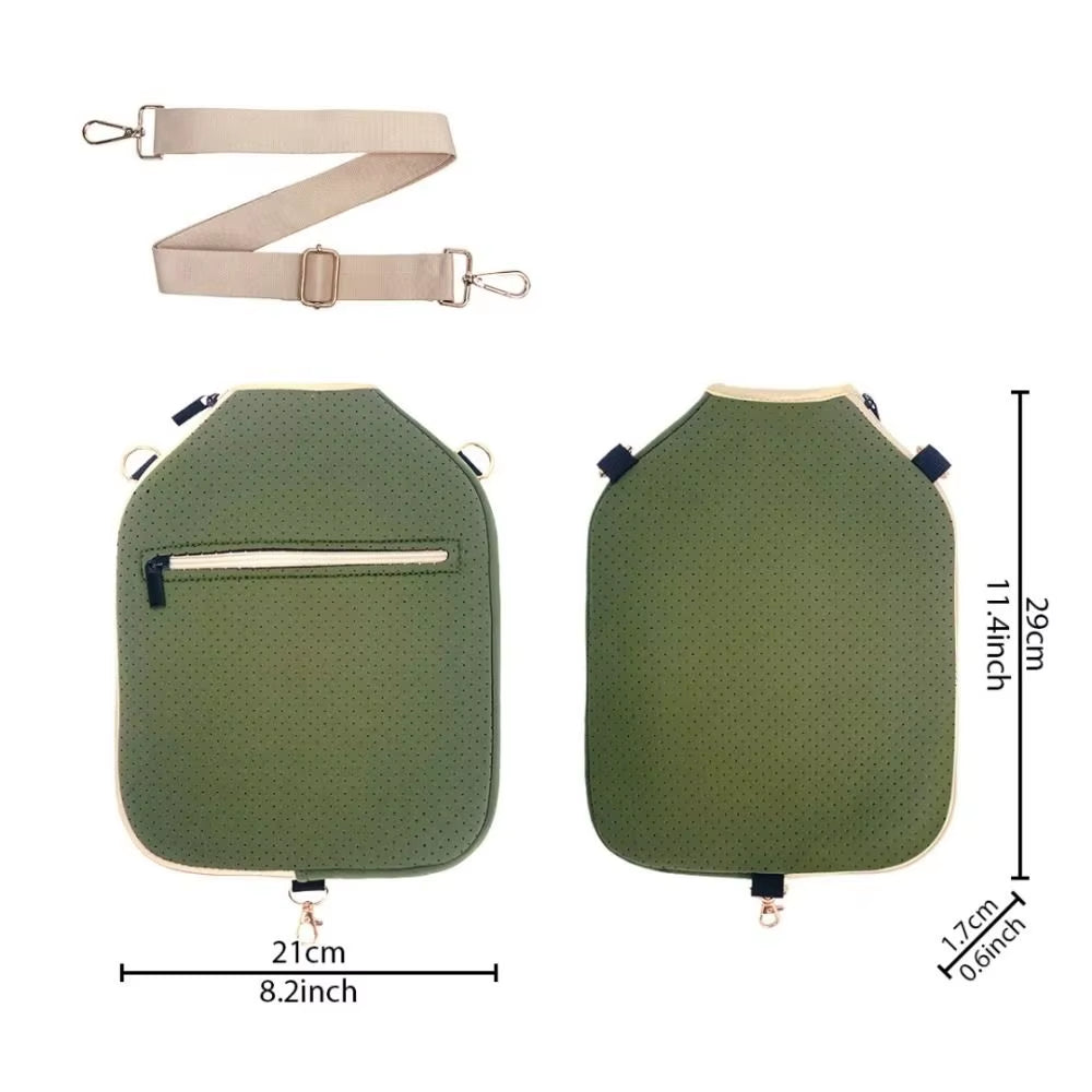 Large Capacity Pickleball Crossbody Bag Waterproof Zipper Closure Pickleball Paddle Cover Adjustable Strap Professional