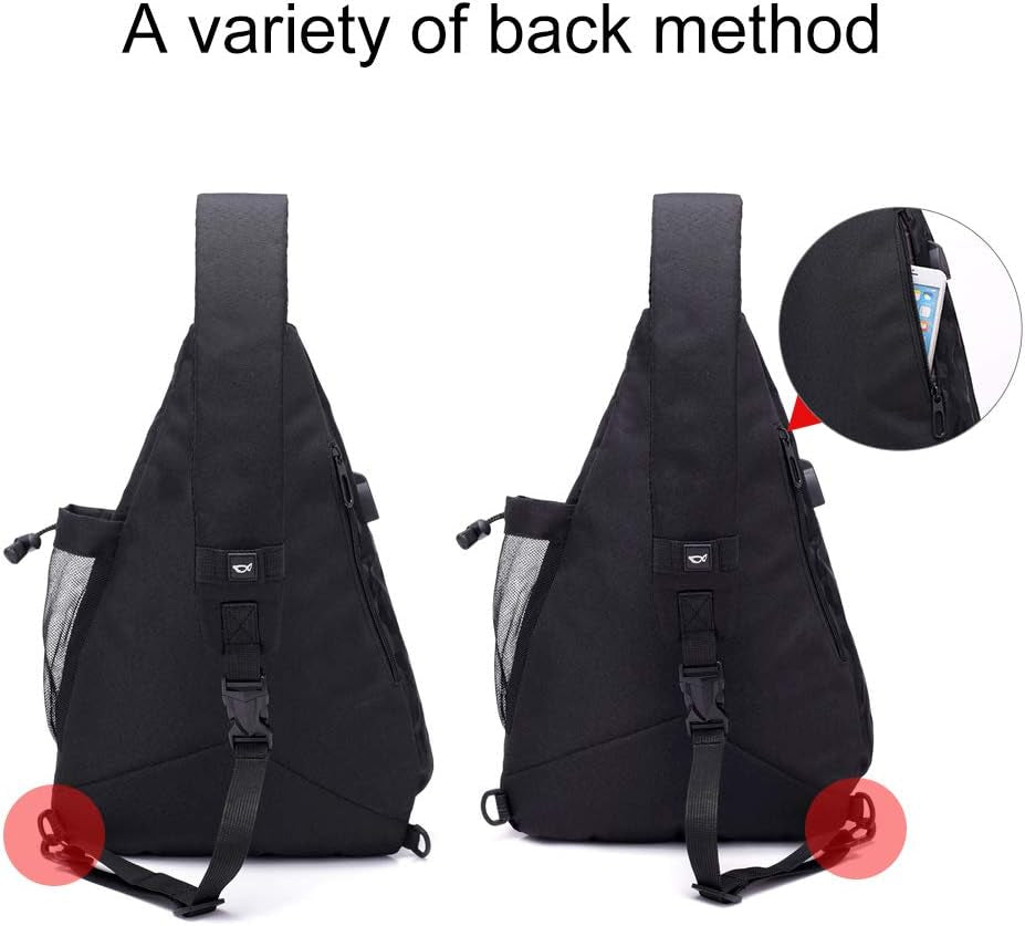 Pickleball Sling Bag for Women and Men - Adjustable with Water Bottle Holder, Fits 4 Paddles and All Your Other Gear - Black