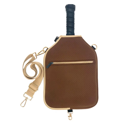 Large Capacity Pickleball Crossbody Bag Waterproof Zipper Closure Pickleball Paddle Cover Adjustable Strap Professional