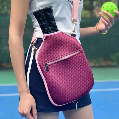 Large Capacity Pickleball Crossbody Bag Waterproof Zipper Closure Pickleball Paddle Cover Adjustable Strap Professional