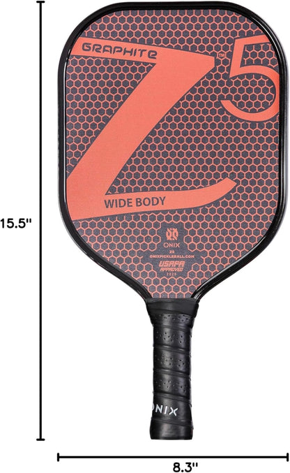 Graphite MOD Z5 Carbon Fiber Pickleball Paddle with Wide-Body Shape, Honeycomb Core, Graphite Face & Cushion Comfort Pickleball Paddle Grip