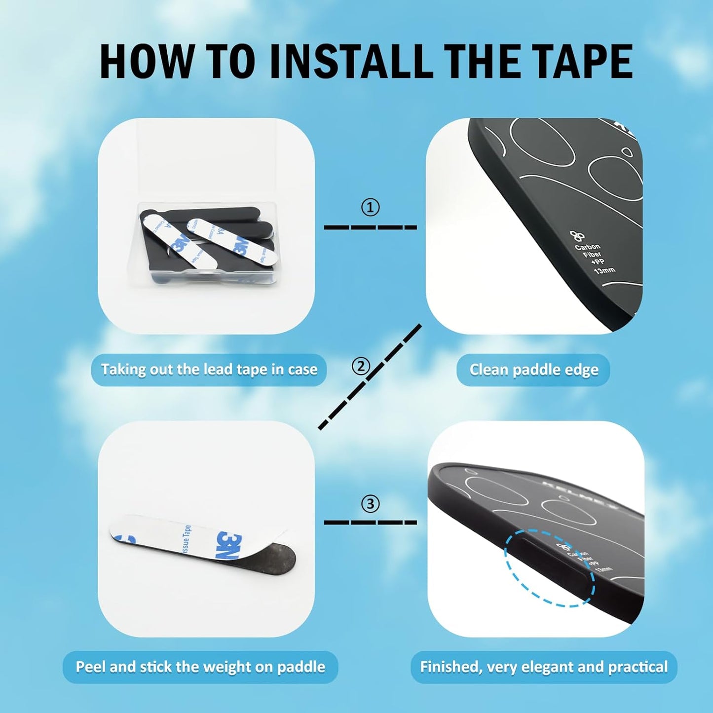 Lead Tape for Pickleball Paddles, 30Pcs 3G Adhesive Pickleball Lead Tape for Pad
