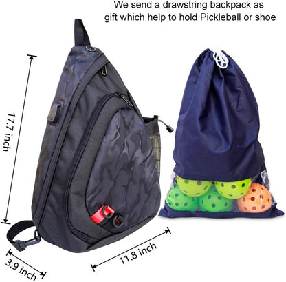 Pickleball Sling Bag for Women and Men - Adjustable with Water Bottle Holder, Fits 4 Paddles and All Your Other Gear - Black