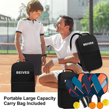 Fiberglass Pickleball Paddle Set - 4-Player Kit with 4 Pickle Balls & Portable Carry Bag - Lightweight Design for Indoor/Outdoor Play (Beginner to Advanced)