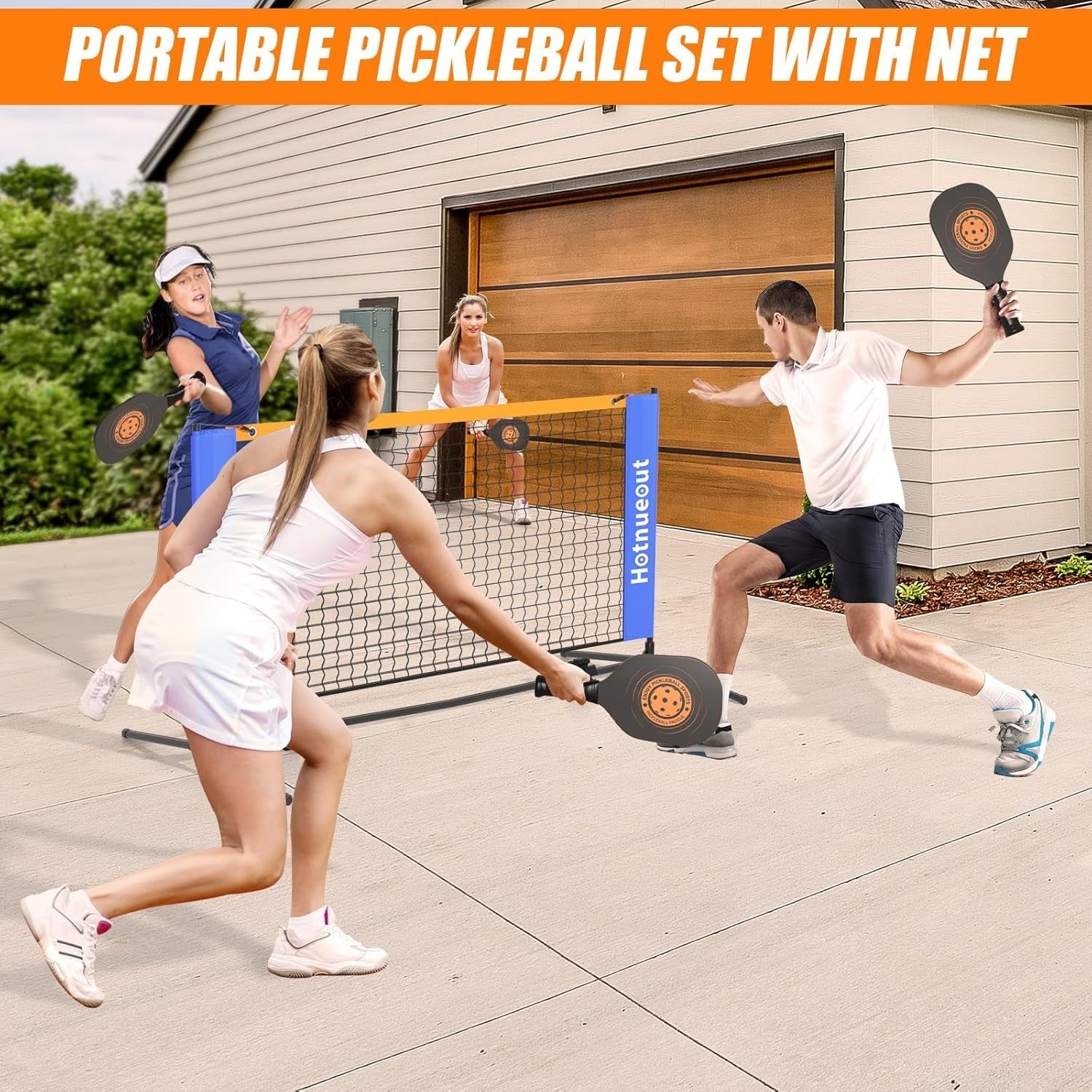 Pickleball Set with Net and Paddles 5FT Wide Indoor Mini Portable Pickle Ball...